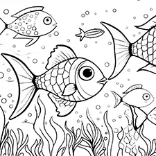 Shoal Of Fish Printable Black & White