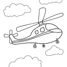 Simple Helicopter Coloring Page Black & White