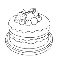 Simple Layered Sponge Cake Coloring Page