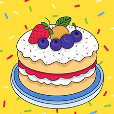 Simple Layered Sponge Cake Coloring Page