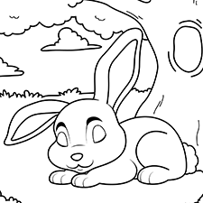 Sleeping Bunny Coloring Page Black & White