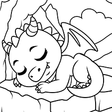 Sleeping Dragon Coloring Page