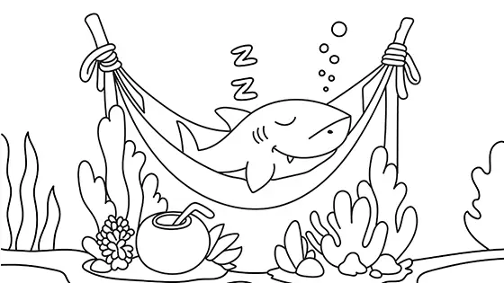 Sleeping Shark Coloring Page