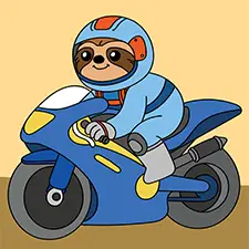 Sloth Driving A Racing Motorcycle Coloring Page