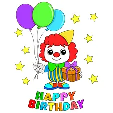 Smiling Birthday Clown Colouring Pages