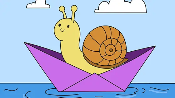 Snail On A Paper Boat Coloring Page