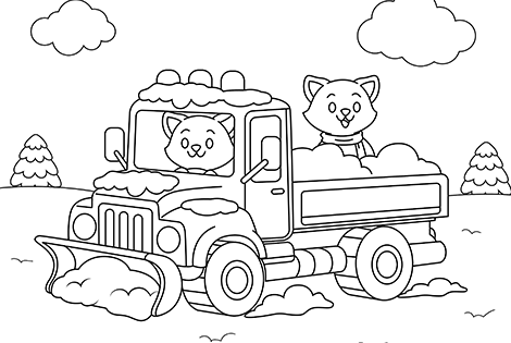 Snow Truck Coloring Page