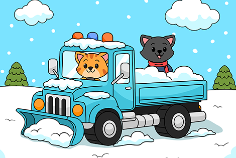 Snow Truck Coloring Page