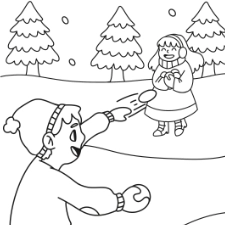 Snowball Fight Coloring Page