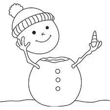 Snowman Holding His Head And Nose Coloring Page