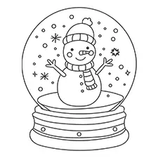 Snowman In A Snow Globe Coloring Page