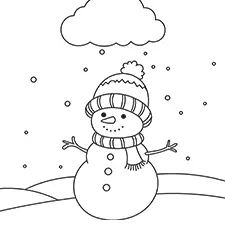 Snowman Under A Cloud Coloring Page