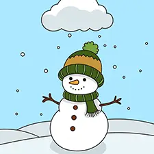 Snowman Under A Cloud Coloring Page