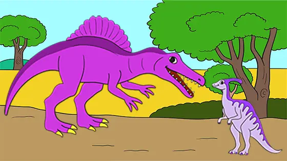 Parasaurolophus vs Spinosaurus Coloring Page Color