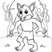 Spooky Werewolf Coloring Sheet Black & White