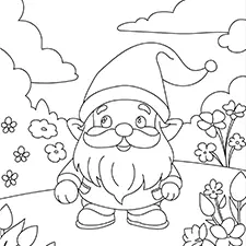 Spring Garden Gnome Coloring Page