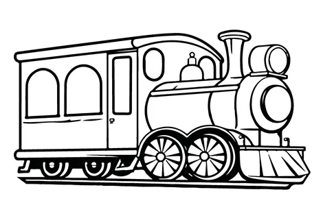 Steam Locomotive Coloring Page Black & White