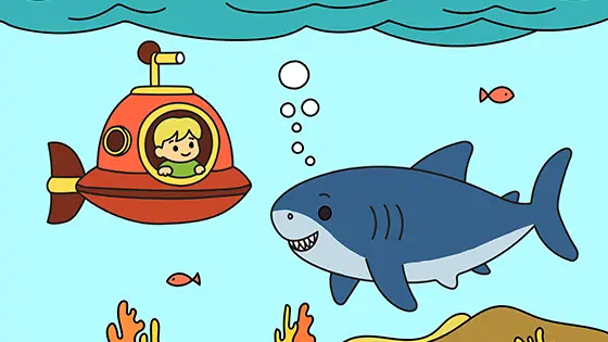 Submarine Boy With A Shark Printable