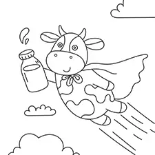 Superhero Cow Coloring Page