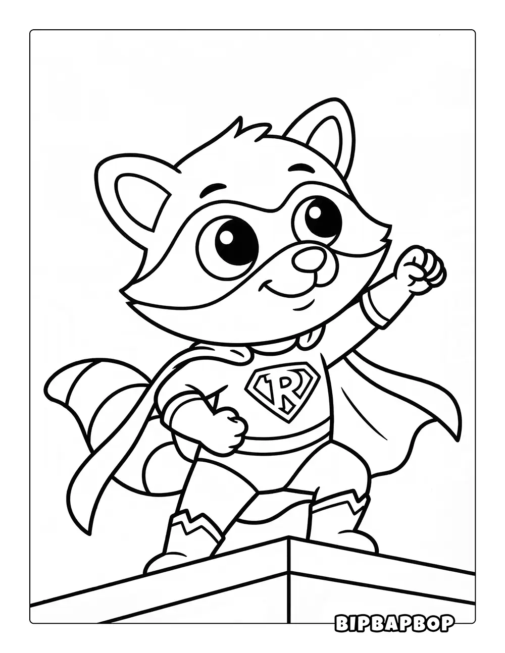 Superhero Raccoon Coloring Page
