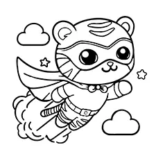 Superhero Tiger Coloring Page Black & White