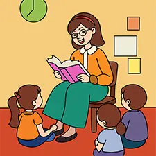 Female Teacher Reading A Book Coloring Page