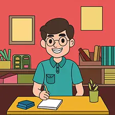 Male Teacher Sitting At His Desk Coloring Page