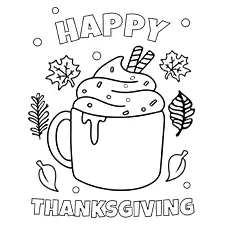 Thanksgiving Festive Drink Coloring Page Black & White