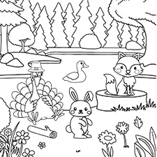 Thanksgiving In Nature Coloring Page Black & White