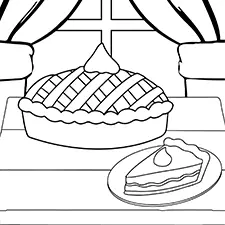 Thanksgiving Pumpkin Pie Coloring Page Black & White