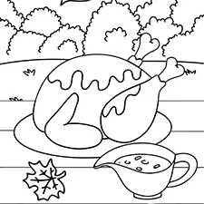 Thanksgiving Roasted Turkey Coloring Sheet Black & White