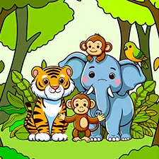 Tiger & Animals Coloring Page