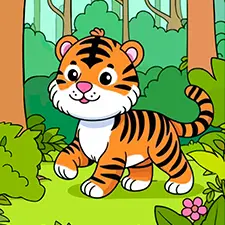 Tiger In The Jungle Coloring Page