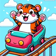 Tiger On A Rollercoaster Coloring Page