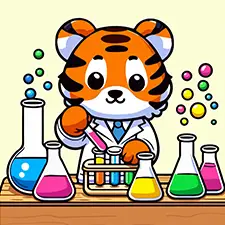 Tiger In A Science Lab Coloring Page