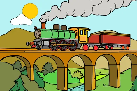 Train On The Bridge Coloring Page