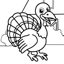 Turkey On A Farm Coloring Page Black & White