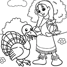 Turkey & Native American Printable Black & White