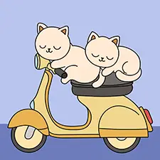 Two Cats Sleeping On A Motorcycle Coloring Page