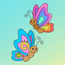 Two Easy Butterflies Coloring Page