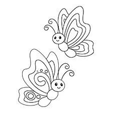 Two Easy Butterflies Coloring Page Black & White