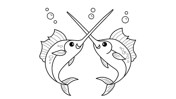 Two Swordfish Having A Match Coloring Page