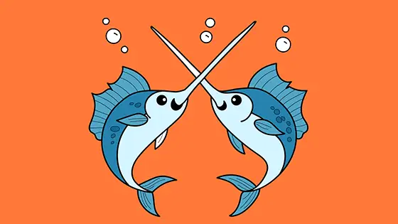 Two Swordfish Having A Match Printable