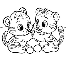 Simple Sitting Tiger Coloring Page Black & White