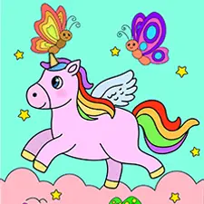 Unicorn & Butterflies Coloring Page