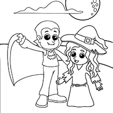 Vampire & Witch Printable Black & White