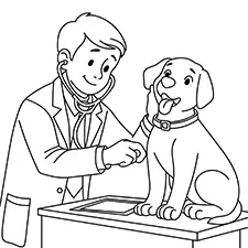 Veterinarian Treating A Dog Coloring Page