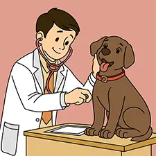 Veterinarian Treating A Dog Coloring Page