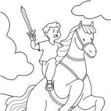 Warrior and Horse Colouring Page