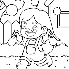 Girls With Water Balloons Coloring Page Black & White